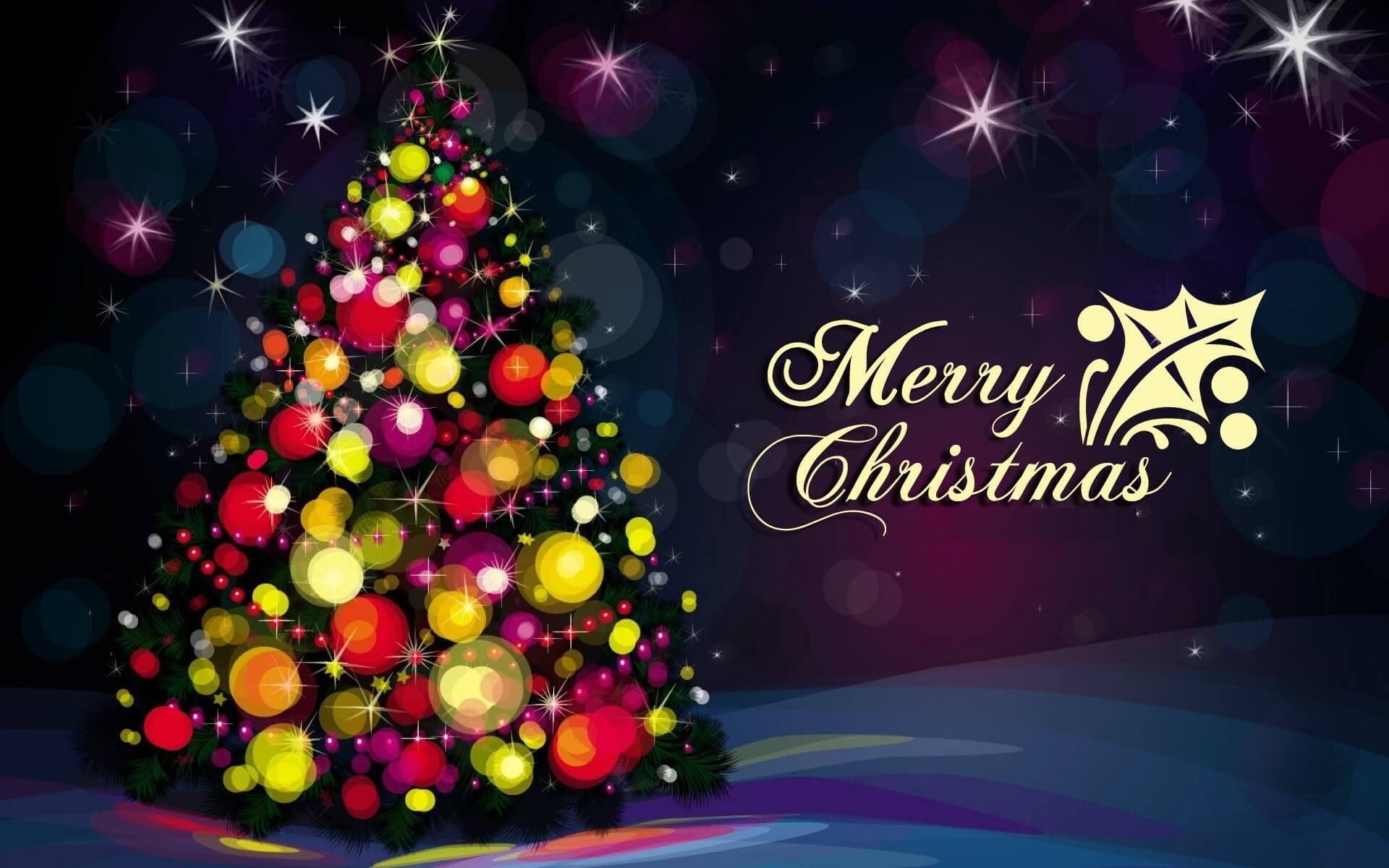 Happy Merry Christmas Wishes Tree Decorative Celebration Hd Wallpaper