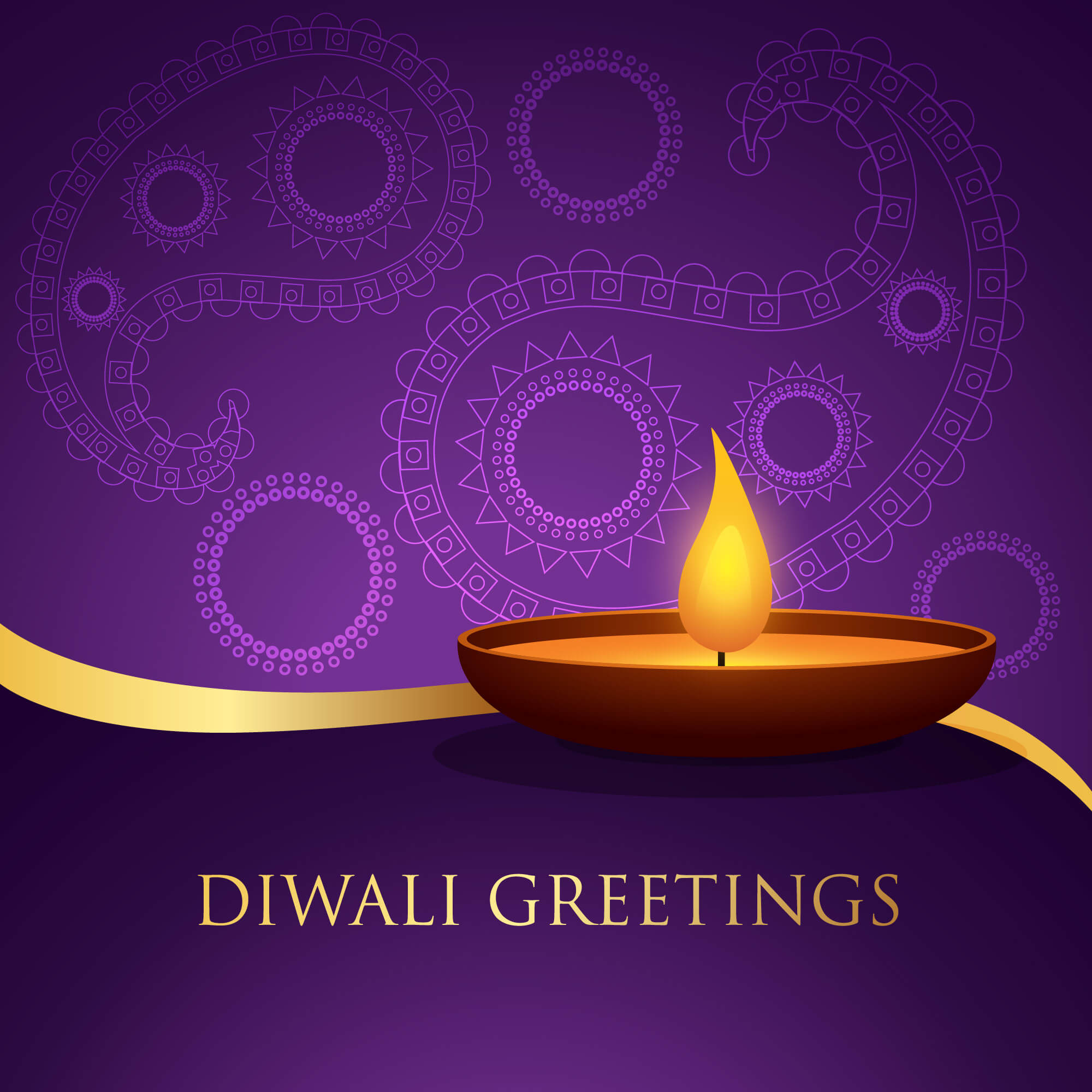 Happy Diwali Greetings Lamp Hd Wallpaper