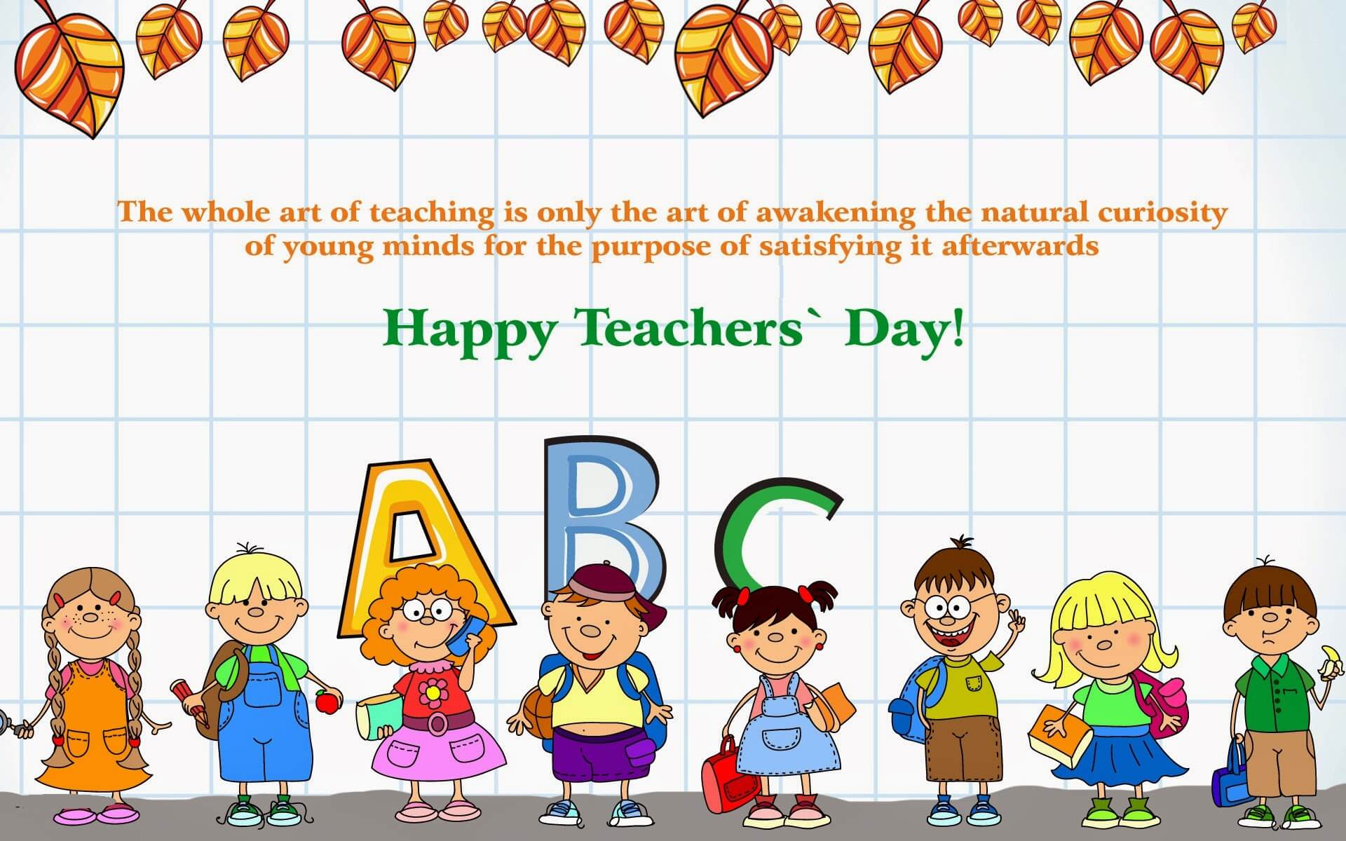 Happy Teachers Day Quotes Cartoon Kids Wallpaper