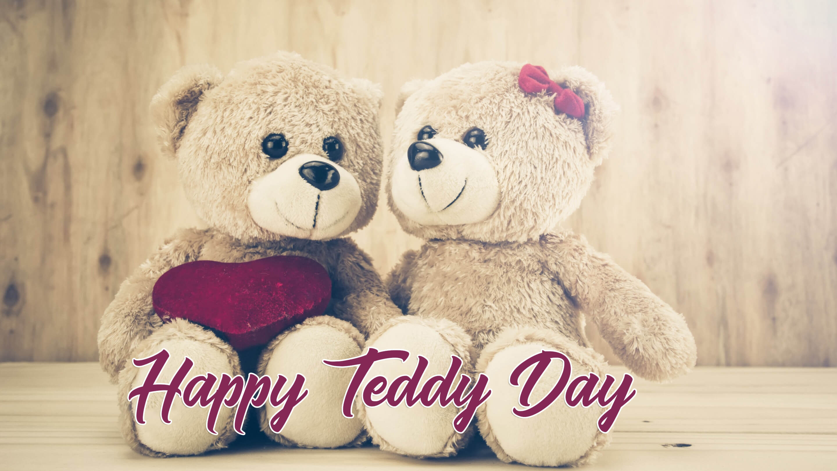 Happy Teddy Day Wishes Bear Couples Image Large Background Hd Wallpaper